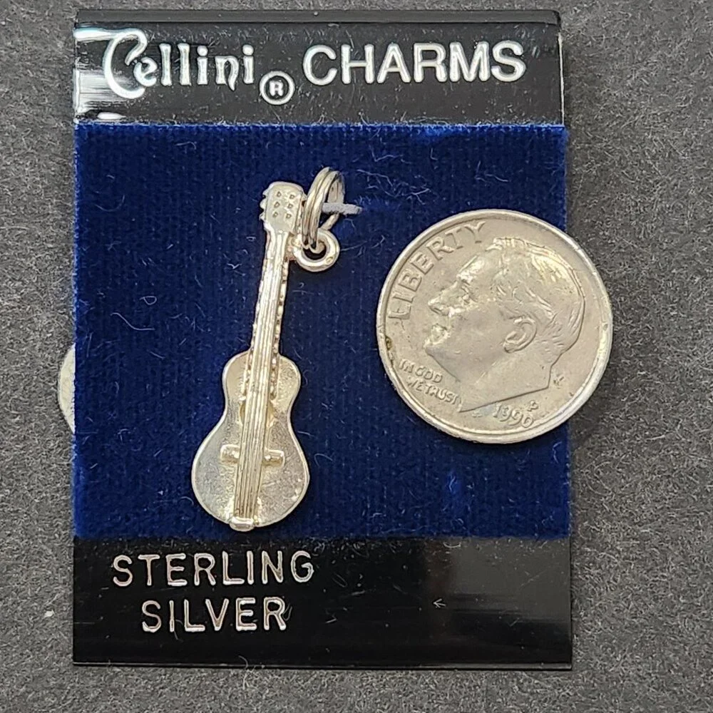 NWT Vintage Cellini Sterling Silver Guitar Charm - Picture 4 of 4